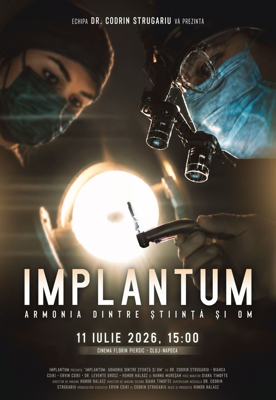 Implantum — afișul oficial. Armonia dintre știință și om. 11 iulie 2026, Cinema Florin Piersic, Cluj-Napoca